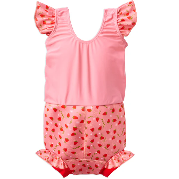 Splash About Happy Nappy Swim Costume - Strawberry Fields Frill
